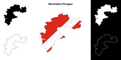 Munchwilen blank outline map set vector