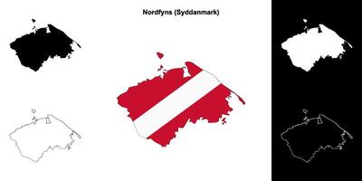 Nordfyns municipality outline map set vector