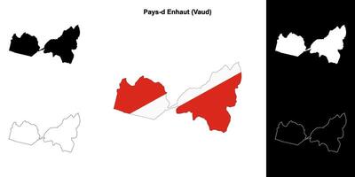 Pays-d Enhaut blank outline map set vector