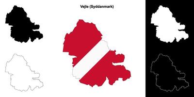 Vejle municipality outline map set vector