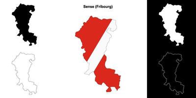 Sense blank outline map set vector