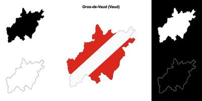 Gros-de-Vaud blank outline map set vector