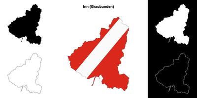 Inn blank outline map set vector