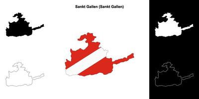Sankt Gallen blank outline map set vector