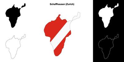 Schaffhausen Zurich blank outline map set vector
