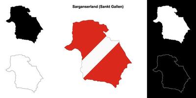 Sarganserland blank outline map set vector