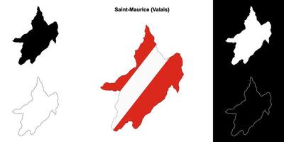 Saint-Maurice blank outline map set vector