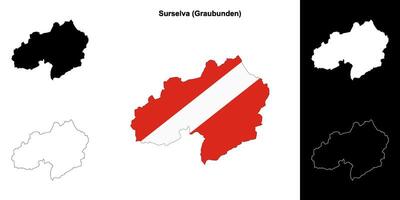 Surselva blank outline map set vector
