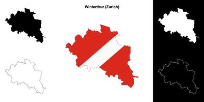Winterthur blank outline map set vector