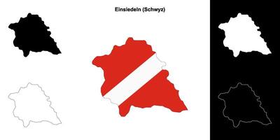 Einsiedeln blank outline map set vector