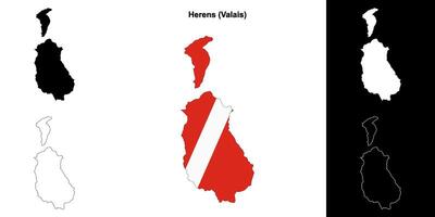 Herens blank outline map set vector