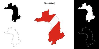 Sion blank outline map set vector