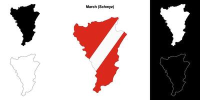 March blank outline map set vector