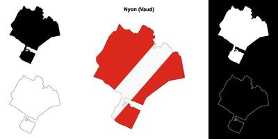 Nyon blank outline map set vector