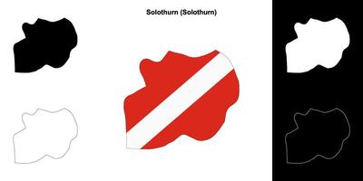 Solothurn blank outline map set vector