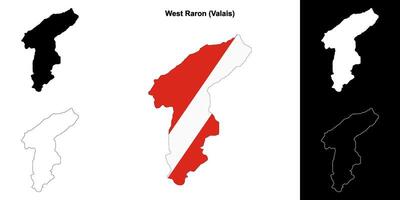 West Raron blank outline map set vector
