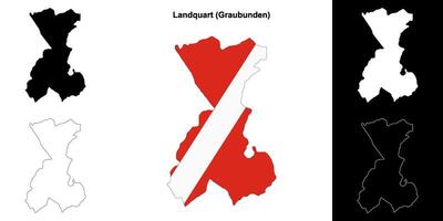 Landquart blank outline map set vector