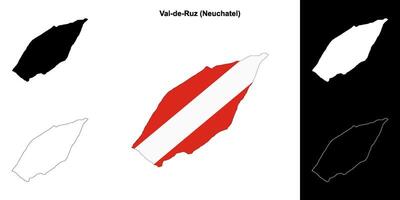 Val-de-Ruz blank outline map set vector