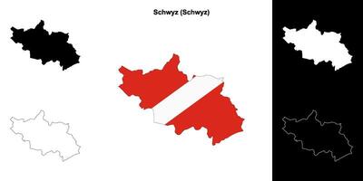 Schwyz blank outline map set vector