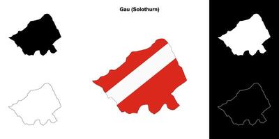 Gau blank outline map set vector