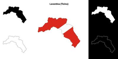 Leventina blank outline map set vector
