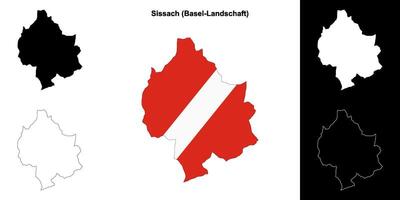 Sissach blank outline map set vector