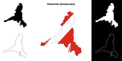 Hinterrhein blank outline map set vector