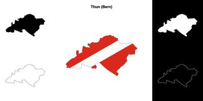 Thun blank outline map set vector