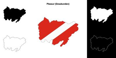 Plessur blank outline map set vector