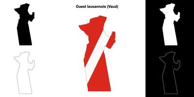 Ouest lausannois blank outline map set vector