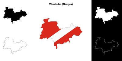 Weinfelden blank outline map set vector
