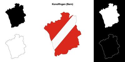 Konolfingen blank outline map set vector