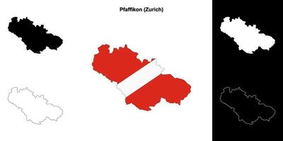 Pfaffikon blank outline map set vector