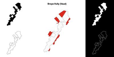 Broye-Vully blank outline map set vector