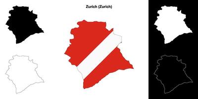 Zurich blank outline map set vector