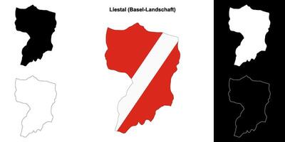 Liestal blank outline map set vector