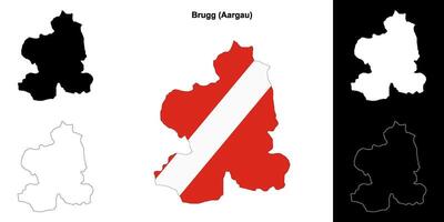 Brugg blank outline map set vector