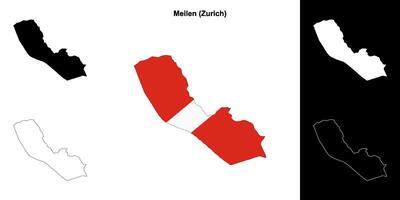 Meilen blank outline map set vector