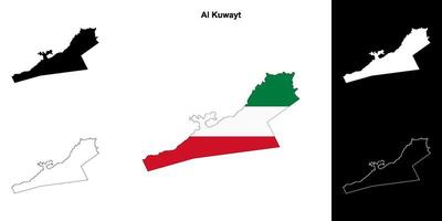 Al Kuwayt governorate outline map set vector