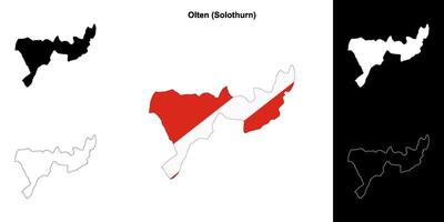 Olten blank outline map set vector
