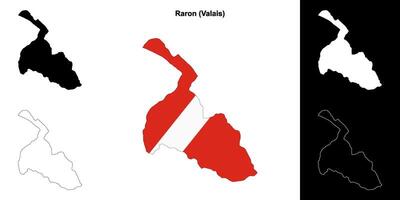 Raron blank outline map set vector