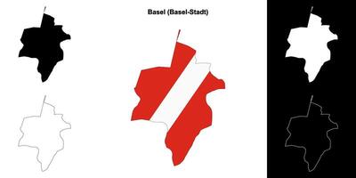 Basel blank outline map set vector