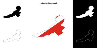 Le Locle blank outline map set vector