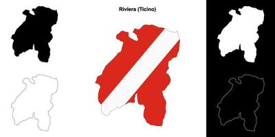 Riviera blank outline map set vector