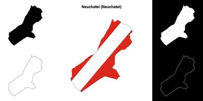 Neuchatel blank outline map set vector