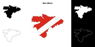 Bern blank outline map set vector