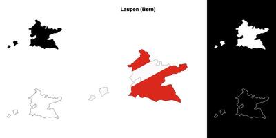 Laupen blank outline map set vector