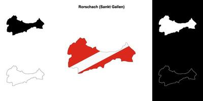 Rorschach blank outline map set vector