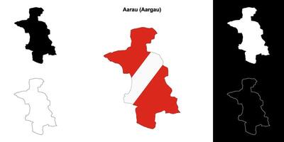 Aarau blank outline map set vector