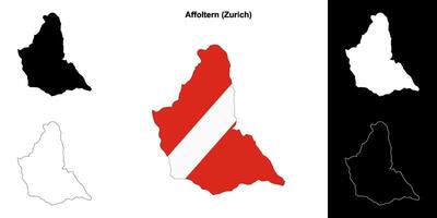 Affoltern blank outline map set vector